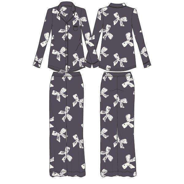 LORDS & LILIES Dames pyjama, blauw-wit all-over pr