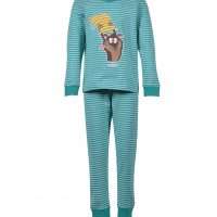 Woody Jongens-Heren pyjama, aquagroen-pastelgroen