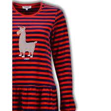 Woody Meisjes-Dames pyjama, donkerblauw-rood gestr