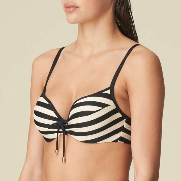 MERLE Noir Rayure bikini hartvorm met mousse LET OP >> enkel als setje te koop