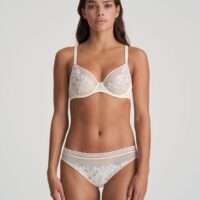 NATHY Pearled Ivory deep plunge wire bra