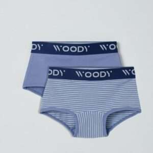 Woody Meisjes short, duopack blauw + blauw gebroken