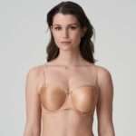 SATIN cognac strapless bh zonder mousse