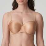 SATIN cognac strapless bh zonder mousse