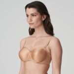 SATIN cognac strapless bh zonder mousse