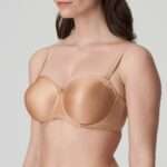 SATIN cognac strapless bh zonder mousse