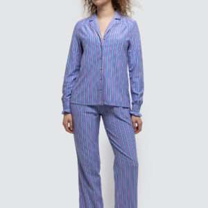 Lords x Lilies Dames Pyjama, roos-blauwe strepen