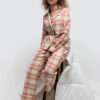 Lords x Lilies Dames Pyjama, ecru-roos-kaki ruit