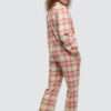 Lords x Lilies Dames Pyjama, ecru-roos-kaki ruit