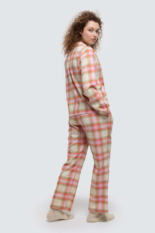 Lords x Lilies Dames Pyjama, ecru-roos-kaki ruit