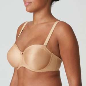 SATIN cognac strapless bh zonder mousse