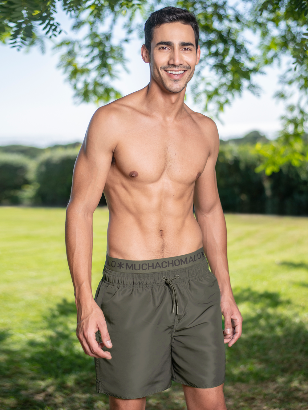 Men swimshort solid + gratis boxershort