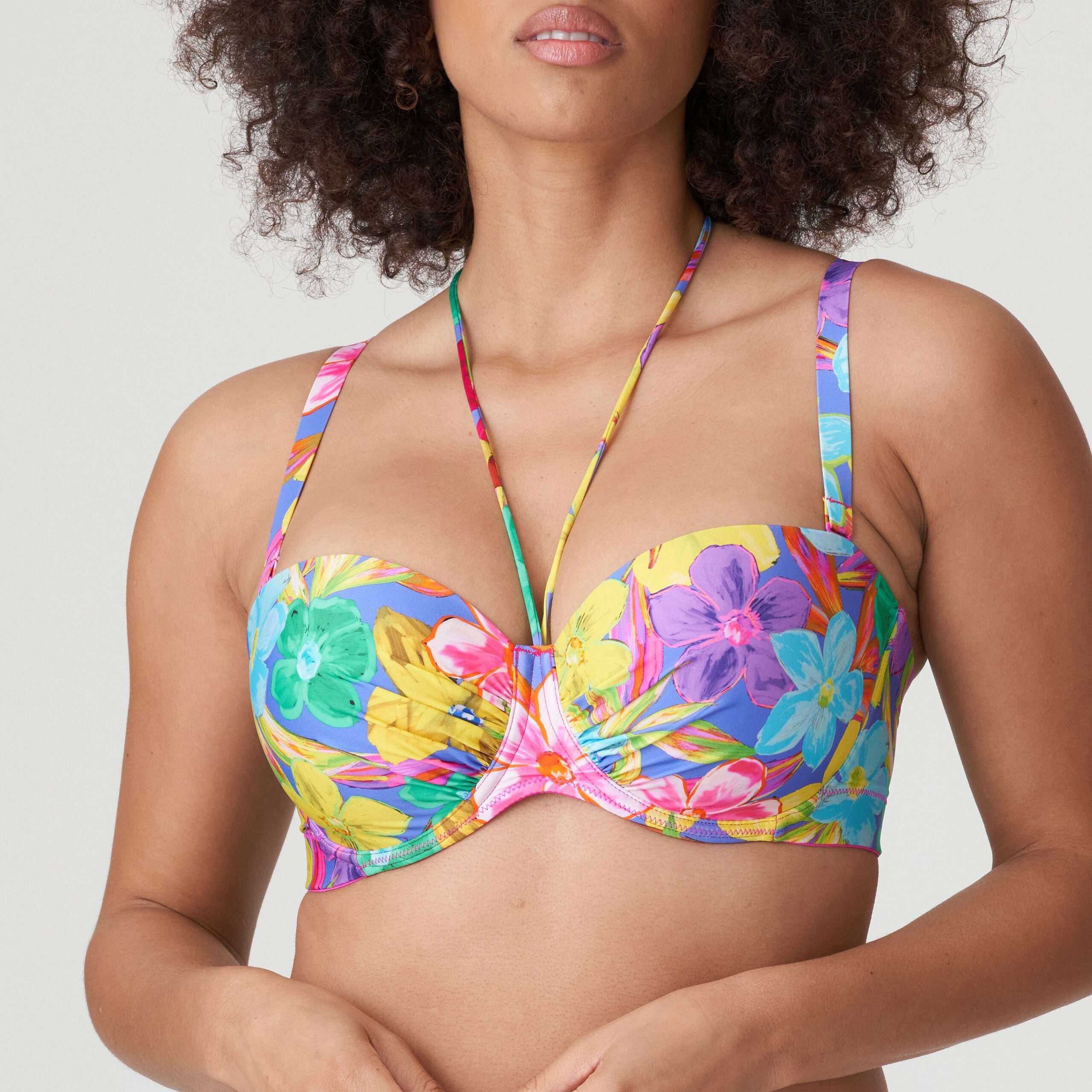 SAZAN Blue Bloom voorgevormde bikinit strapless >> enkel te koop in setje