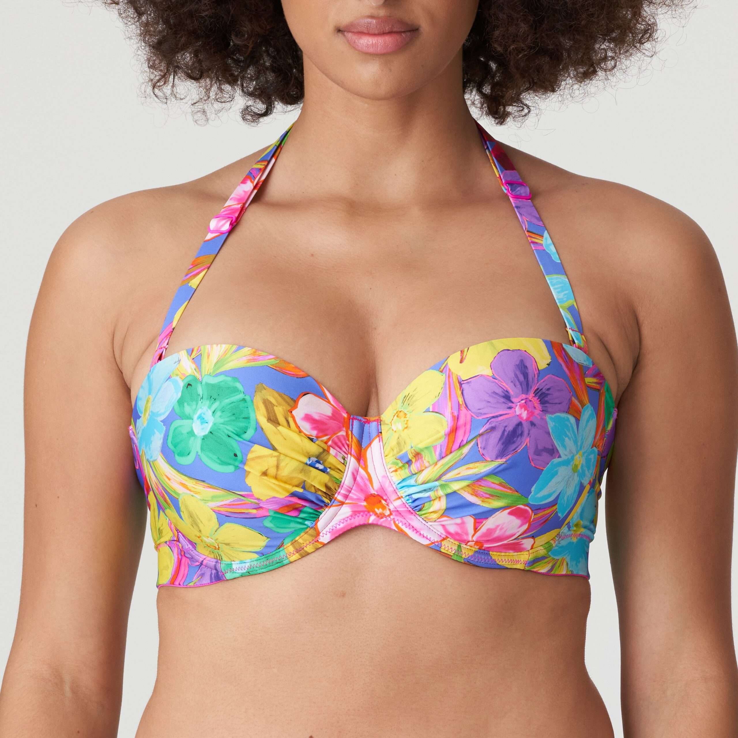 SAZAN Blue Bloom voorgevormde bikinit strapless >> enkel te koop in setje