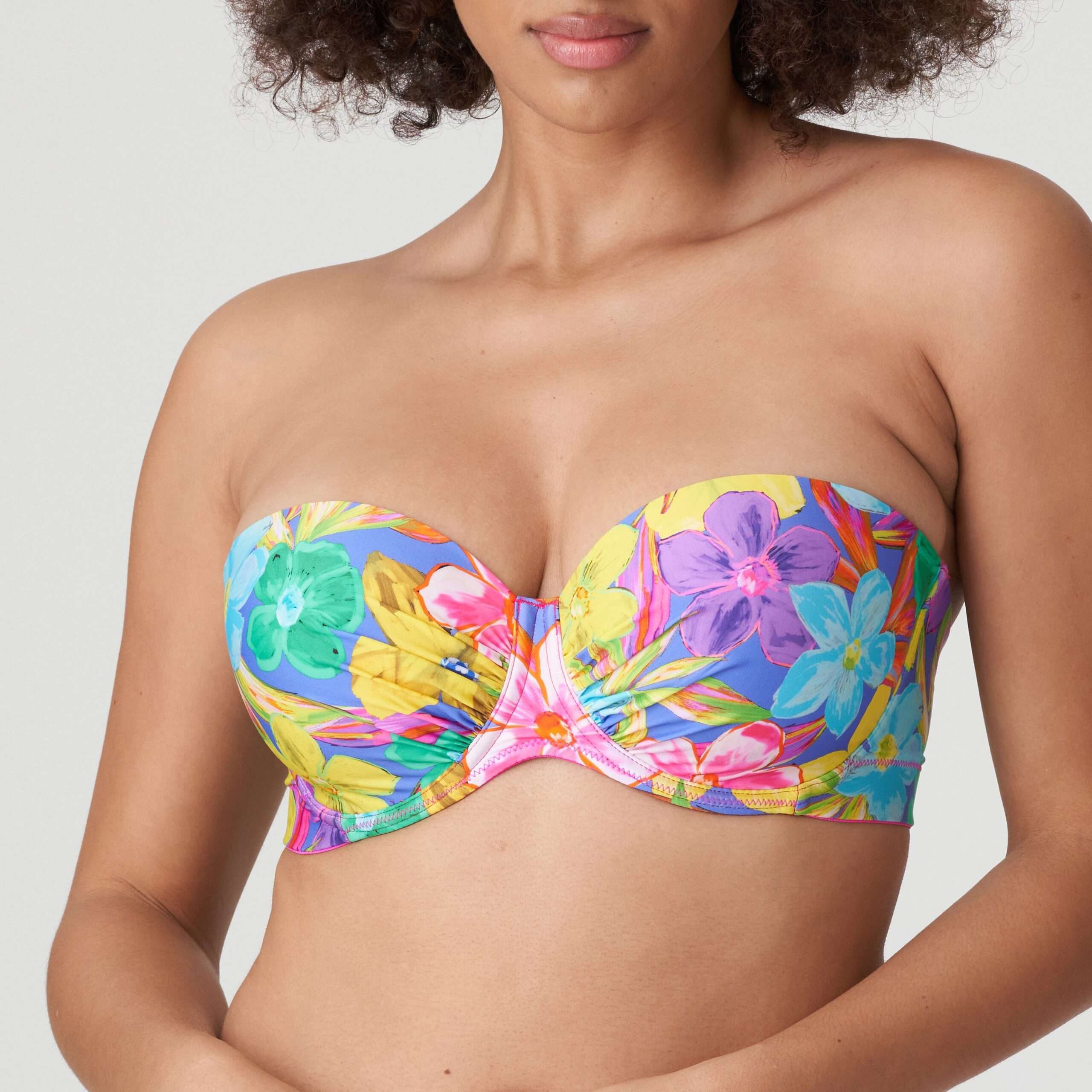 SAZAN Blue Bloom voorgevormde bikinit strapless >> enkel te koop in setje