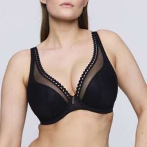 VIVGIRL zwart plunge bh halve mousse cups