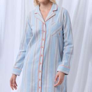 Lords x Lilies Slaapkleedje, flanel streep lichtblauw