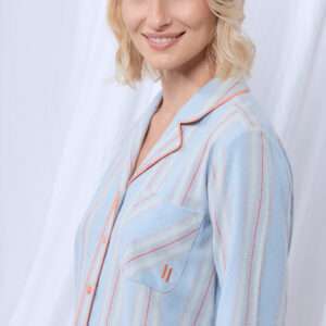 Lords x Lilies Slaapkleedje, flanel streep lichtblauw