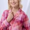 Lords x Lilies Dames Pyjama, flanel ruit framboos