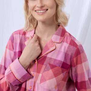 Lords x Lilies Dames Pyjama, flanel ruit framboos