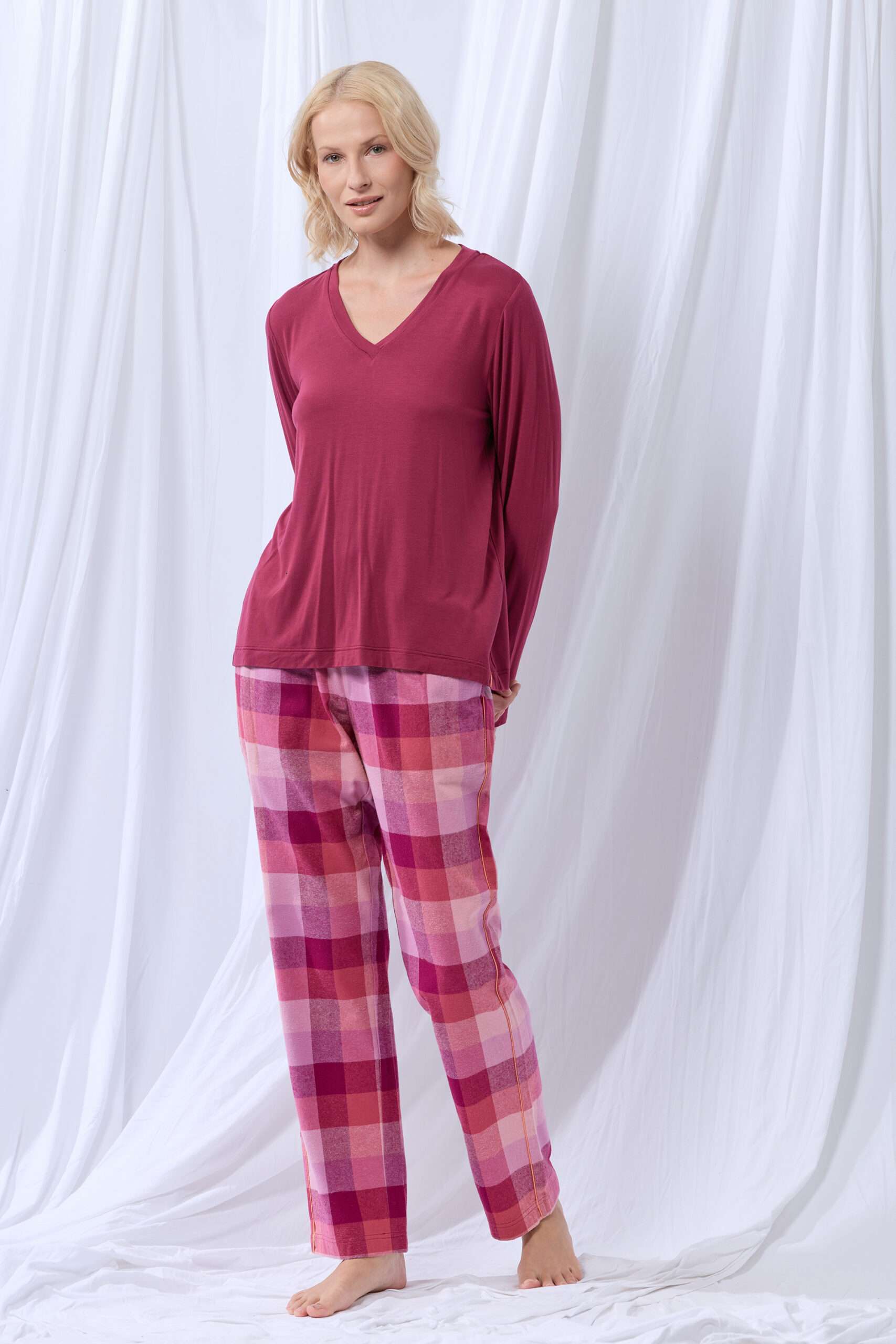 Lords x Lilies Dames Pyjama, wijnrood