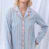 Lords x Lilies Dames Pyjama, flanel streep lichtbl