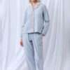 Lords x Lilies Dames Pyjama, flanel streep lichtbl