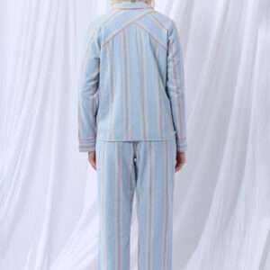Lords x Lilies Dames Pyjama, flanel streep lichtbl
