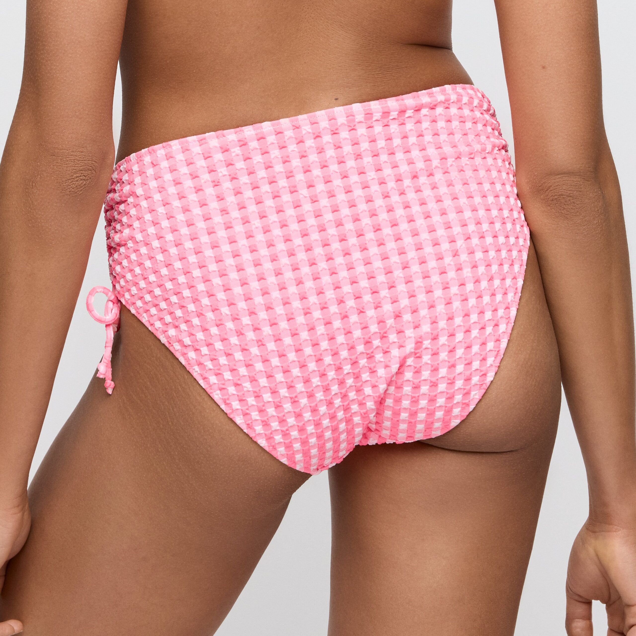 MARY LYNN Rose Gingham bikini tailleslip met koordjes