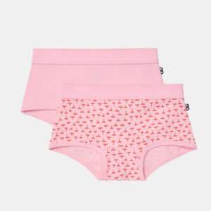 Woody Meisjes boxer, roze + plantjes print