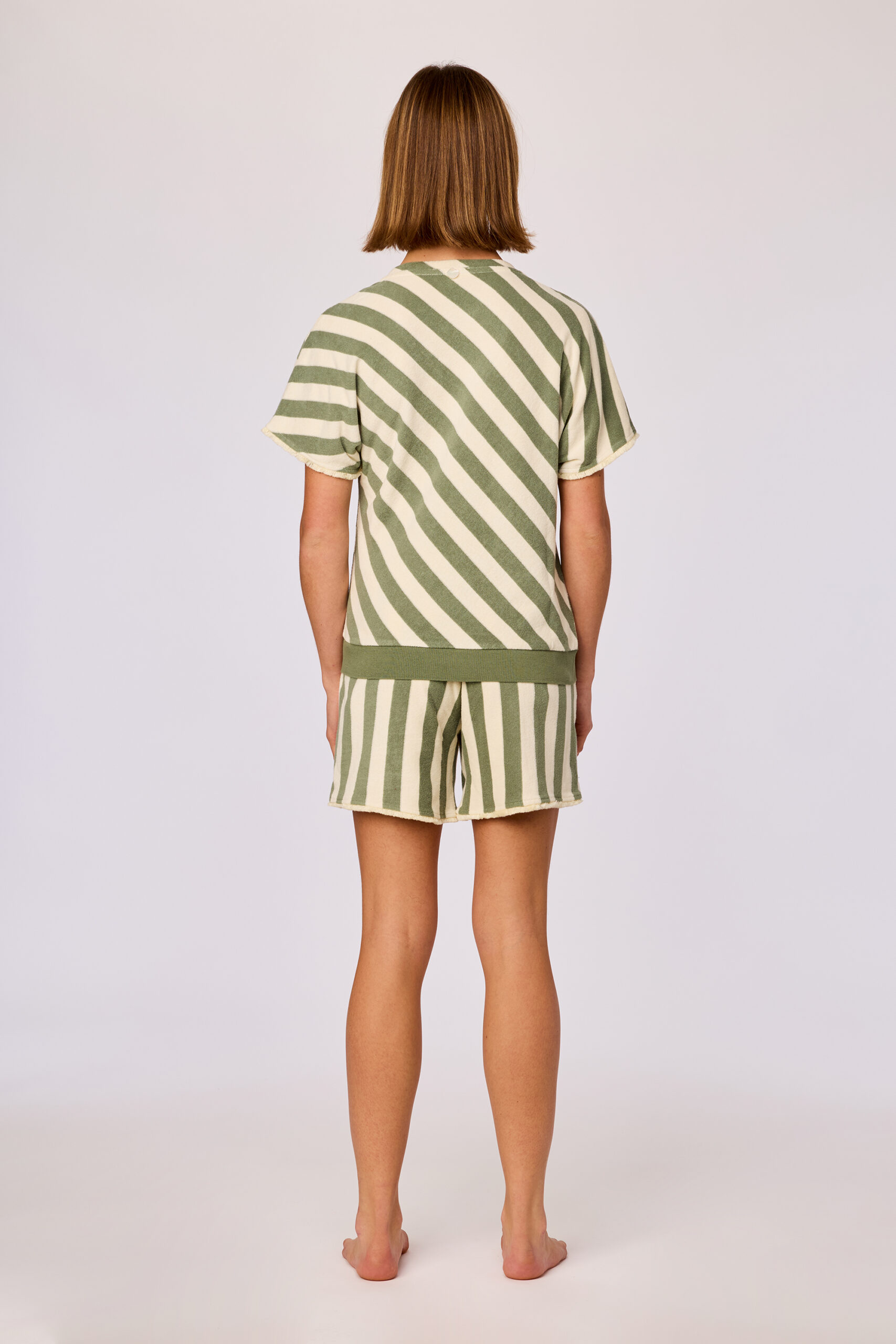 Woody set van T-shirt en shorts Dames, streep groen