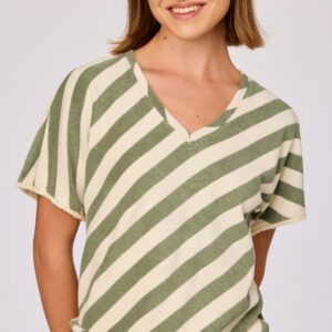 Woody set van T-shirt en shorts Dames, streep groen