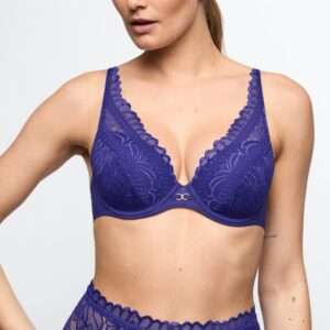 CERINA velvet blue voorgevormde plunge bh